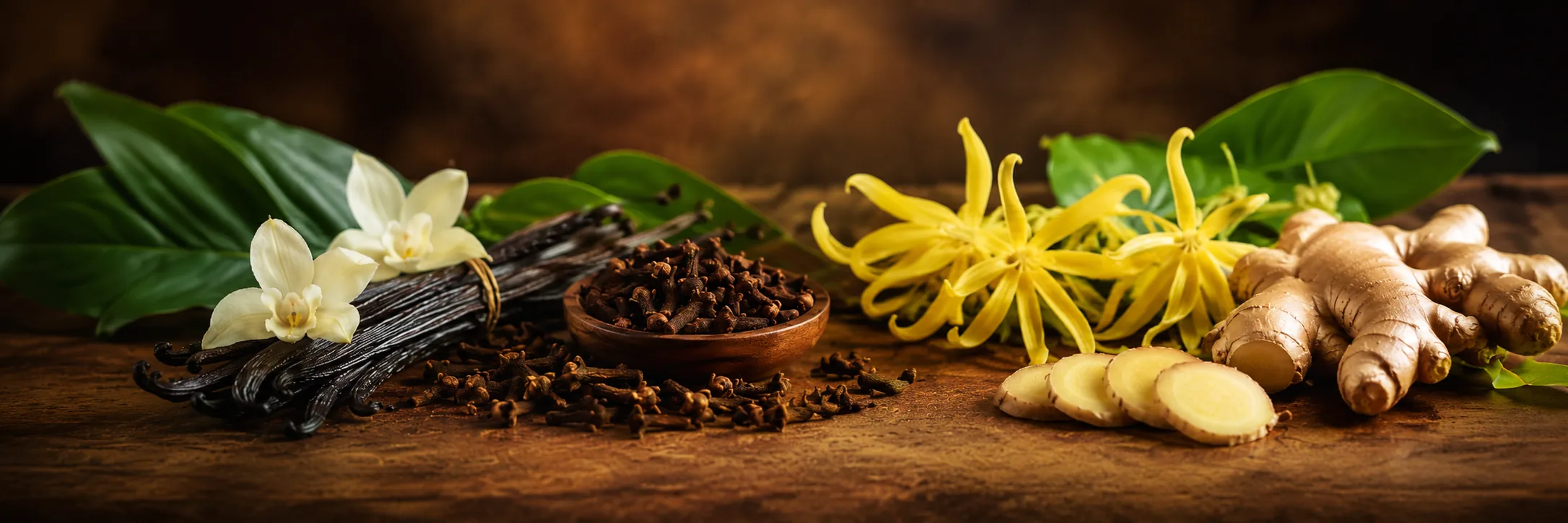 Vanilla, cloves, ylang-ylang and ginger